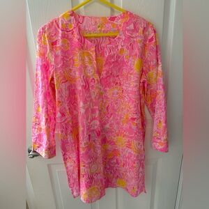 Lilly Pulitzer Marco Island Pink and Yellow Tunic Top